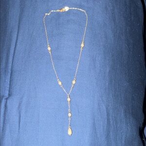 Gold Tone Pearl Drop Y-Necklace - Women Jewelry